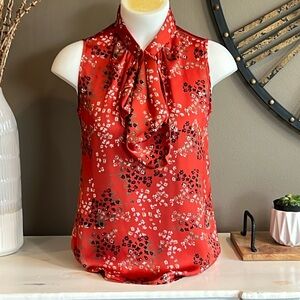 THE LIMITED High Collar Red Print Sleeveless Top Size XS